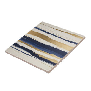 goldblaue und beige abstrakte Streifen Fliese