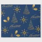 goldblaue Weihnachten Geschenkpapier (Flach)