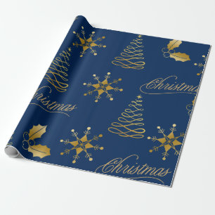 goldblaue Weihnachten Geschenkpapier