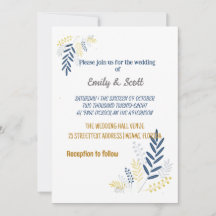 Goldblaue Zweige Hochzeitseinladungen