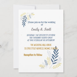 Goldblaue Zweige Hochzeitseinladungen Einladung