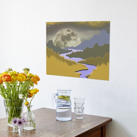 Goldblauer abstrakter Landschaftsmoor real Foliendrucke (Ablage(Küche))