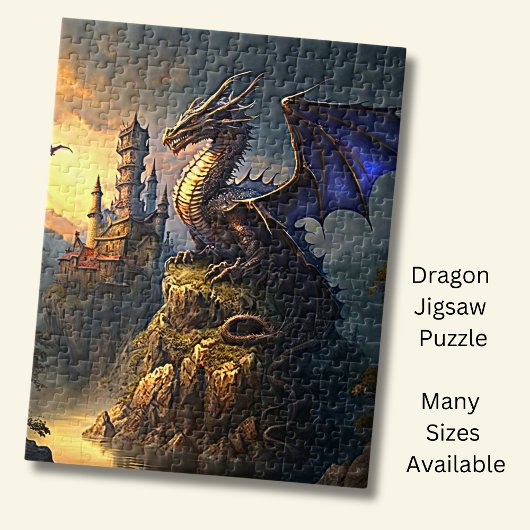Goldblauer Drache bei Sonnenuntergang Puzzle