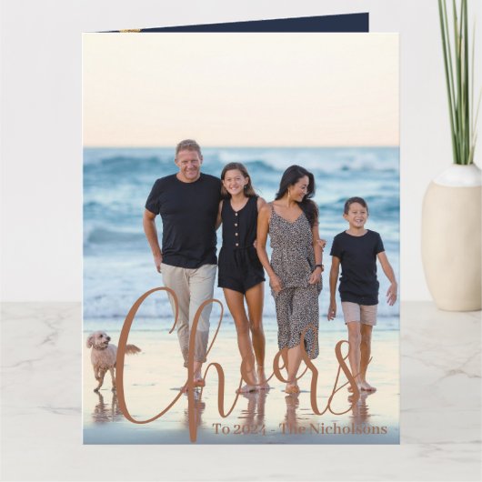 Goldblauer Fröhlichkeit für das neue Foto Karte (Vorderseite)