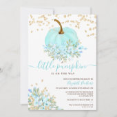 Goldblauer Kürbis Aquarelltuch Einladung (Vorderseite)