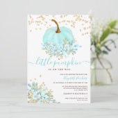 Goldblauer Kürbis Aquarelltuch Einladung (Stehend Vorderseite)