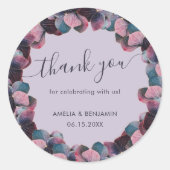 Goldblauer Lavender Lila Hydrangeas Hochzeit Runder Aufkleber (Vorderseite)