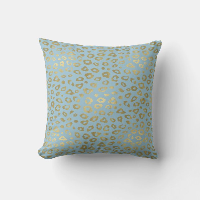 Goldblauer Ombre Leopard-Druck Kissen (Vorderseite)