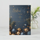 Goldblauer Ornament mit Blick auf die Natur Weihna Einladung (Stehend Vorderseite)