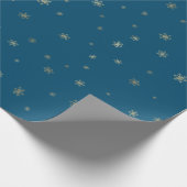 Goldblauer Schneeflocken Geschenkpapier (Ecke)