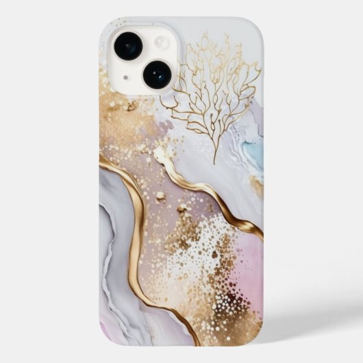 Goldblauer und Lila Marmor Case-Mate iPhone Hülle (Rückseite)
