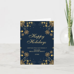 Goldblauer Weihnachtsschmuck Firmenbegrüßung Feiertagskarte