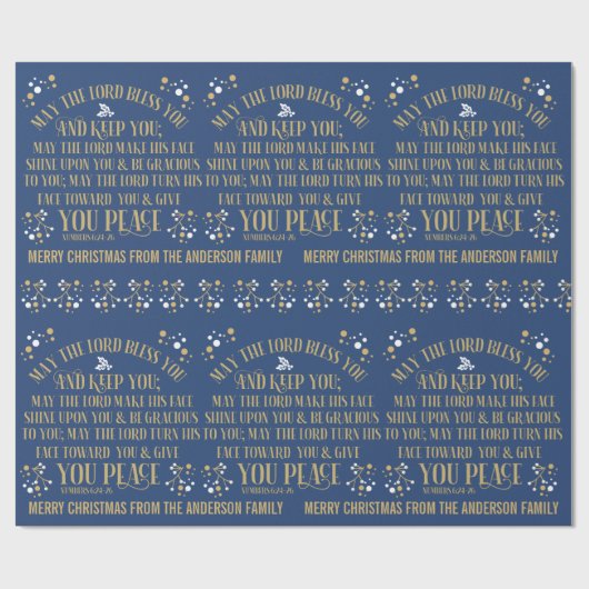 Goldblauer Weihnachtssegmente 6:24-26 Geschenkpapier (Flach)