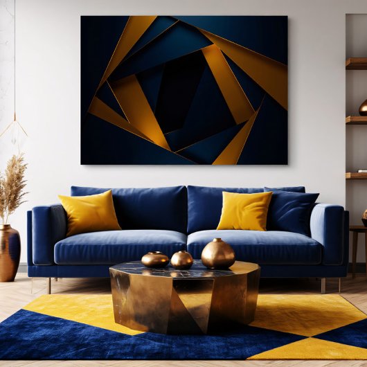 Goldblaues Labyrinth Leinwanddruck