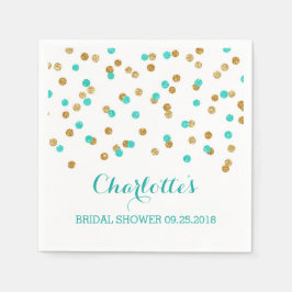 Goldblaues Türkis Aqua Confetti Brautparty Serviette