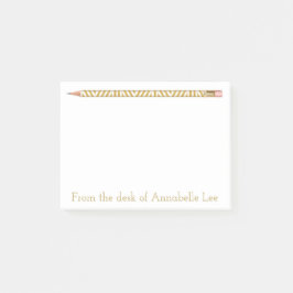 Goldbleistift drei post-it klebezettel