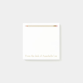 Goldbleistift fünf post-it klebezettel