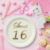 Goldblick-Typografie-Elfenbein des Bonbon-16 Pappteller (Party)