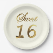 Goldblick-Typografie-Elfenbein des Bonbon-16 Pappteller (Vorderseite)