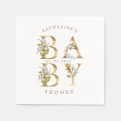 Goldblindbriefe Babydusche Monogramm Servietten (Vorderseite)