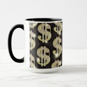 GoldBling Diamant-Dollar-Zeichen-Muster Tasse (Links)