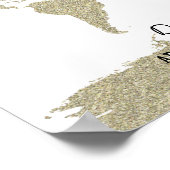 Goldbling Glitzer Weltkarte abstrakte Kunstposter Poster (Ecke)