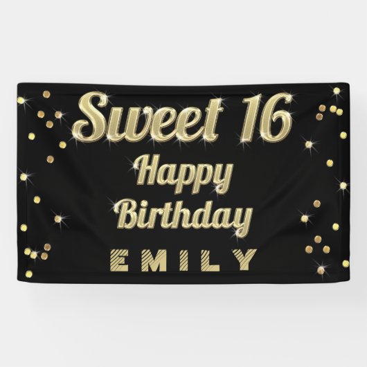 GoldBling Typografieconfetti-Schwarzes des Banner (Horizontal)