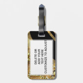 Goldbling u. schwarzes Strudelmuster Gepäckanhänger (Rückseite vertikal)