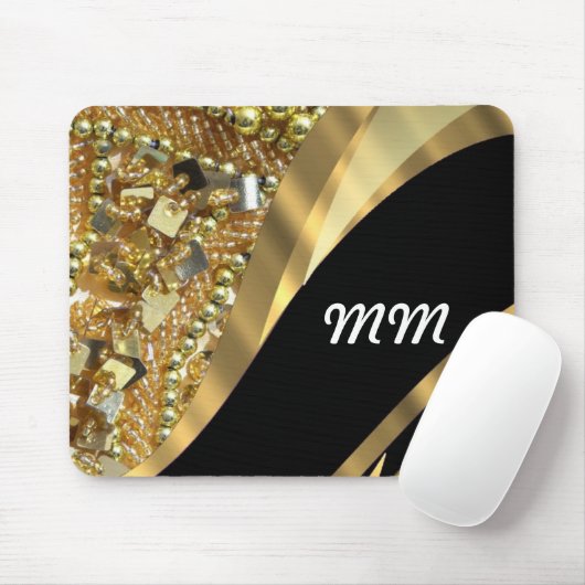 Goldbling u. schwarzes Strudelmuster Mousepad (Mit Mouse)