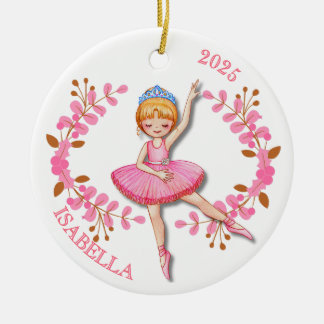 Goldblonde Ballerina-Ornament Keramik Ornament