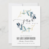 GOLDBLUE FOLIAGE WATERCOLOR-GEWICHT EINLADUNG (Vorderseite)