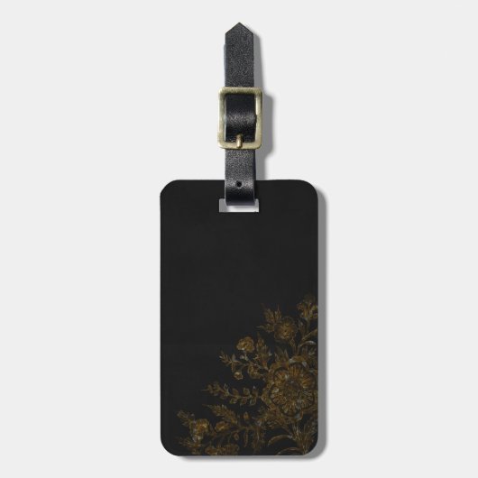 GoldBlume auf schwarzem Hintergrund Gepäckanhänger (Vorderseite vertikal)