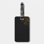GoldBlume auf schwarzem Hintergrund Gepäckanhänger (Rückseite vertikal)