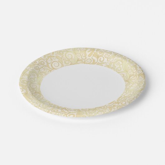 Goldblume-Blätter Pappteller (Schrägansicht)