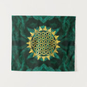 GoldBlume des Lebens auf Malachit Wandteppich (Vorderseite (Horizontal))