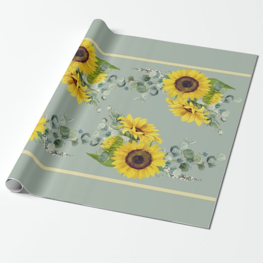 Goldblume Eucalpytus Greenery Geschenkpapier (Ungerollt)