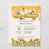 Goldblume Honeycomb Honeybee Babydusche Einladung (Vorderseite)