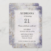 Goldblume Lila Einladung (Vorne/Hinten)