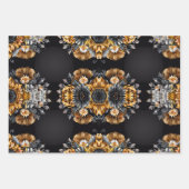 Goldblume, silber, floral, schwarzer Hintergrund Geschenkpapier Set (Vorderseite 2)