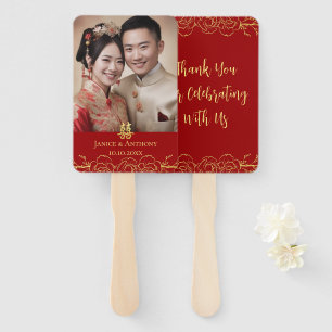 Goldblumen Foto Paar Chinesische Hochzeit Doppel x Fächer