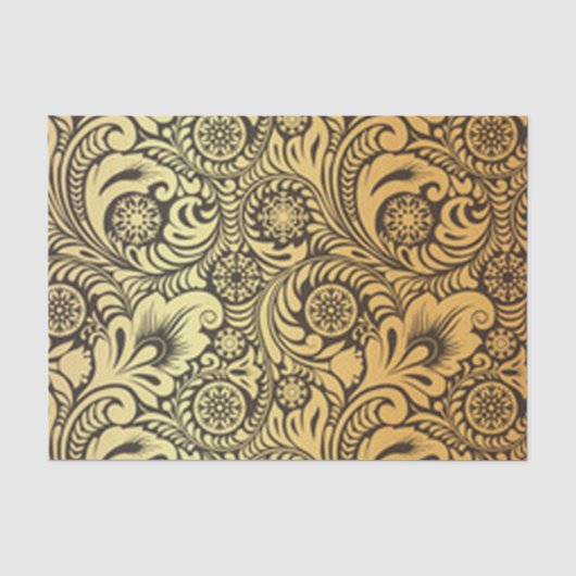 GoldBlumen-Muster-Entwurf Seidenpapier (Vorderseite)