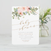 GoldblumenBabyparty-Einladungs-Mädchen Einladung (Stehend Vorderseite)