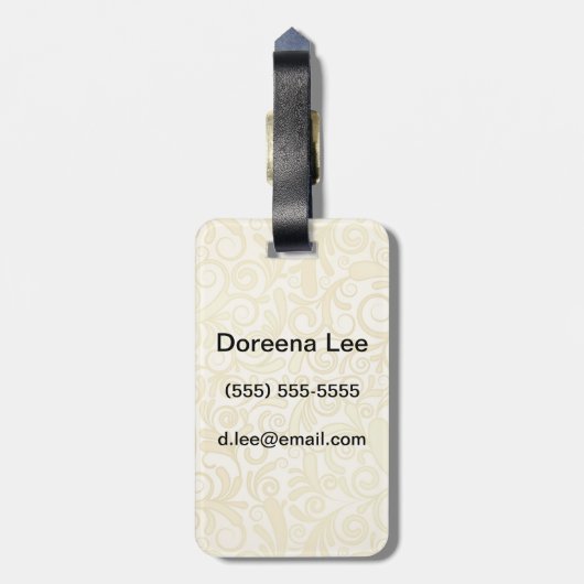 GoldblumenBlättermuster Gepäckanhänger (Rückseite vertikal)