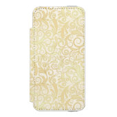 GoldblumenBlättermuster Incipio iPhone Geldbeutel-Hülle (Folio Vorderseite)