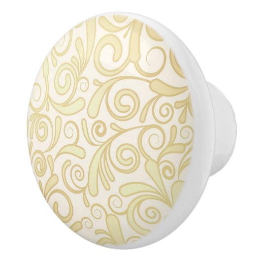 GoldblumenBlättermuster Keramikknauf (Rechts)