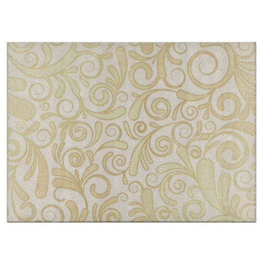 GoldblumenBlättermuster Schneidebrett (Vorderseite)