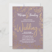 GoldblumenGlitzer Ombre malvenfarbene lila Einladung (Vorderseite)