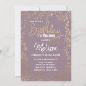 GoldblumenGlitzer Ombre malvenfarbener lila Einladung (Vorderseite)