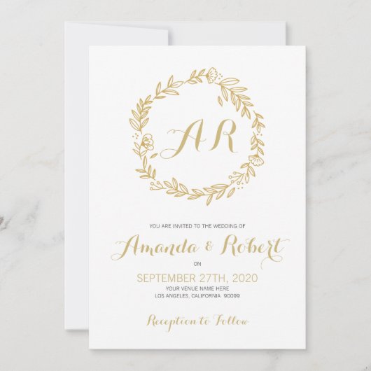 Goldblumenkranz Save The Date (Vorderseite)