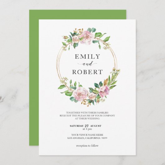 Goldblumenkranz Save the Date (Vorne/Hinten)